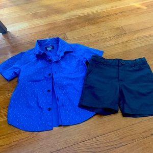 Size 3T used button down shirt and shorts